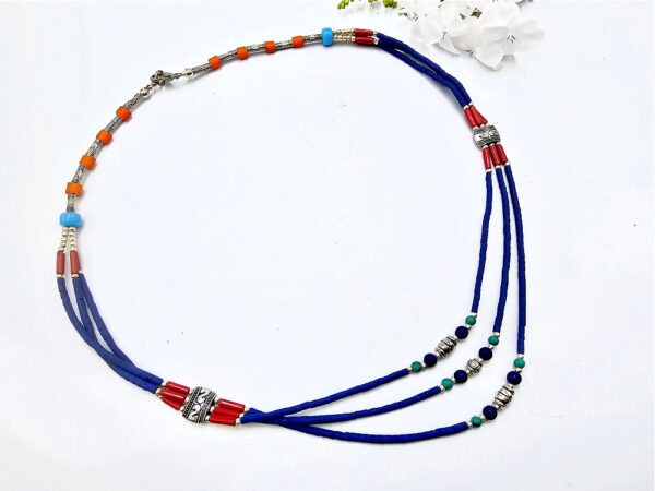 Tibetan Necklace Three Tier - Blue B