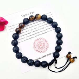 Tigers Eye & Lava Stone Adjustable Bangle