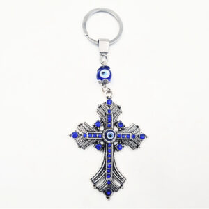 Cross & Evil Eye Keyring