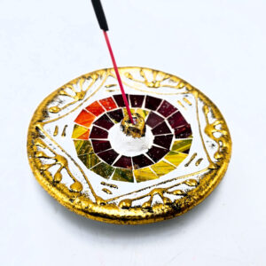 Mosaic Incense Holder Round Red