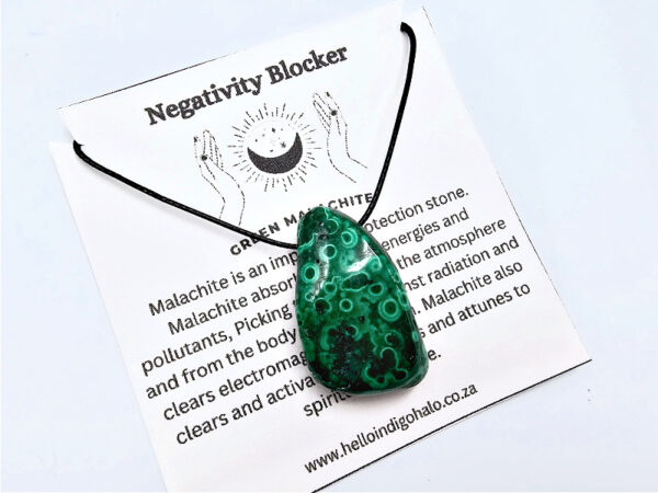 Green Malachite Tumbled Necklace (Negativity Block)