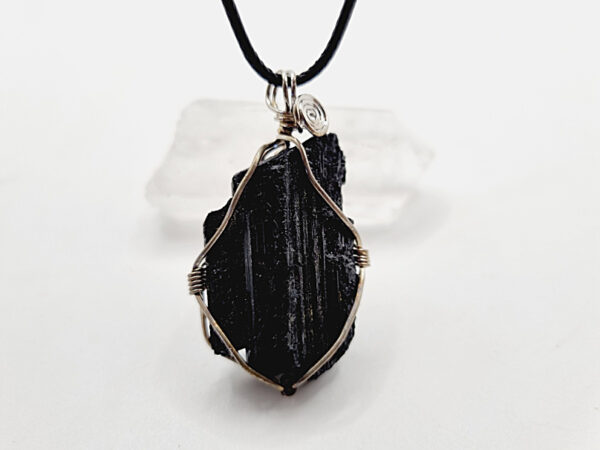 Black Tourmaline Rough Wire Wrapped Necklace - Image 2