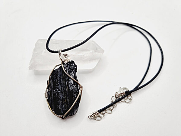 Black Tourmaline Rough Wire Wrapped Necklace