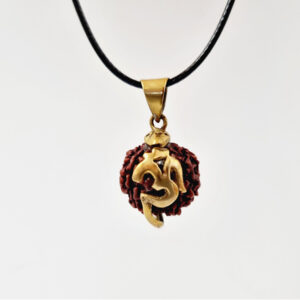 Rudraksha Bead Brass Om Necklace