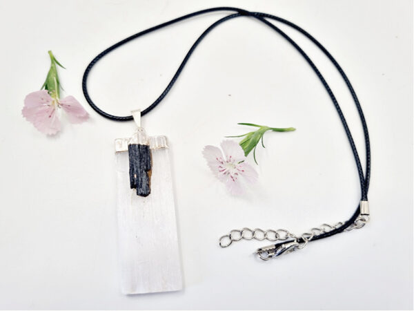 Selenite & Black Tourmaline Necklace - Image 2