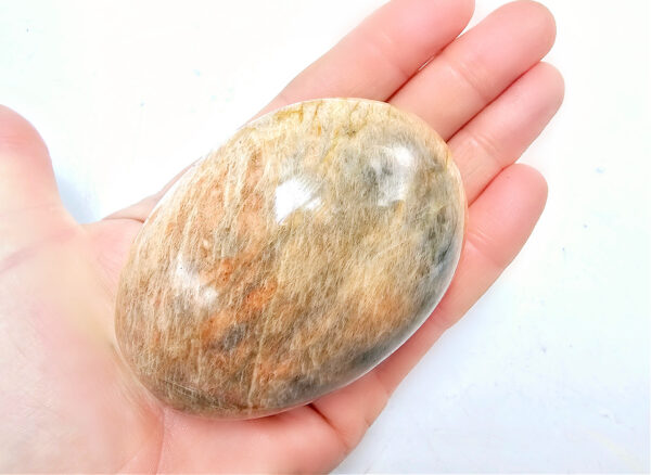 Peach Moonstone Palm Stone