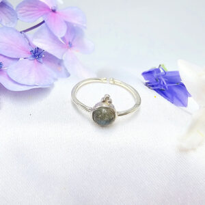 Labradorite Circle Ring With Dots