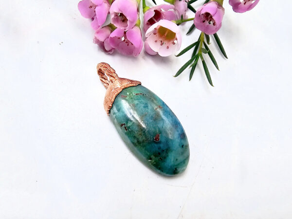 African Turquoise Copper Pendant Oval