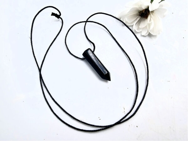 Black Obsidian Crystal Necklace Point (Protection) - Image 2