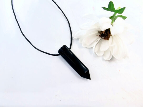 Black Obsidian Crystal Necklace Point