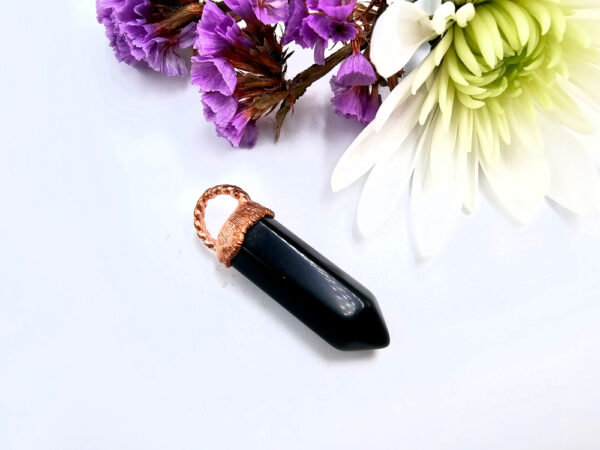 Black Obsidian Point Copper Pendant
