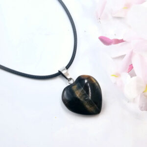 Blue Tigers Eye Heart Necklace