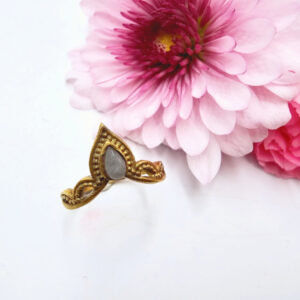 Brass Indian Goddess Labradorite Ring