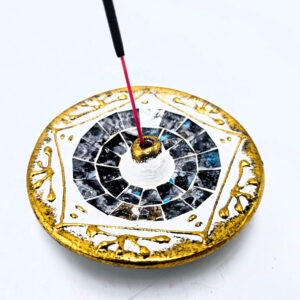 Mosaic Incense Holder Round Grey