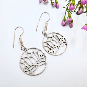 Earrings Round Lotus Stamp