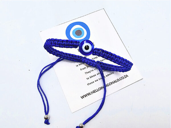 Evil Eye Macrame Bangle (Blue)
