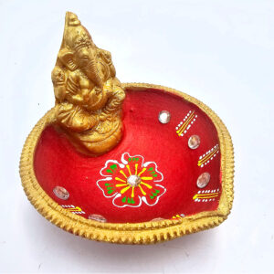 Ganesha Clay Diya Lamp Large