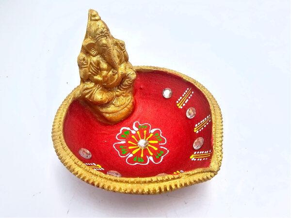 Ganesha Clay Diya Lamp Large