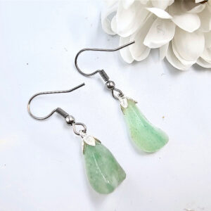 Green Aventurine Drop Earrings (Stainless Steel)