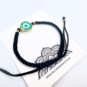 Green Evil Eye Macrame Bangle