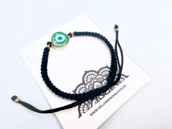 Green Evil Eye Macrame Bangle