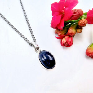 Oval Amethyst Stainless Steel Necklace