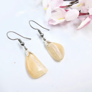 Peach Moonstone Drop Earrings (Stainless Steel)