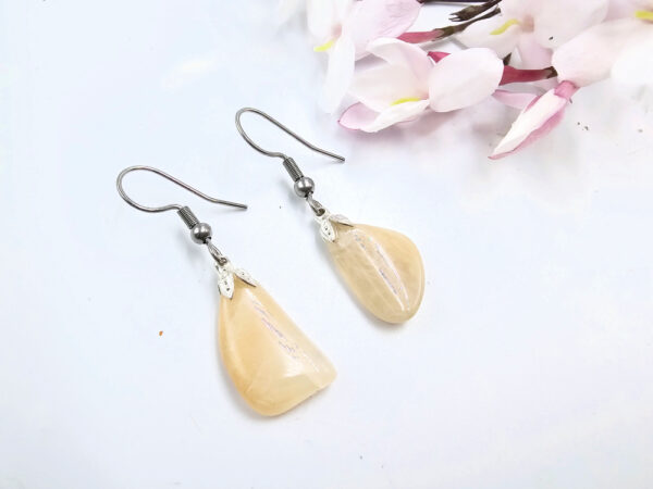 Peach Moonstone Drop Earrings