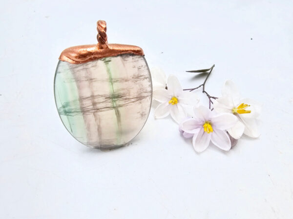 Rainbow Fluorite Polished Copper Pendant