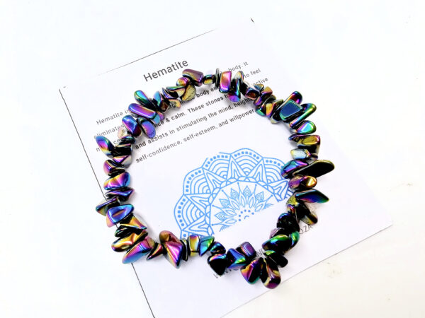 Rainbow Hematite Chips Bangle