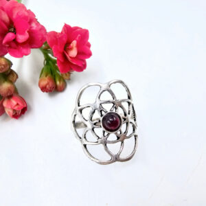 Red Garnet Seed of Life Ring