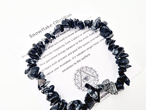 Snowflake Obsidian Stone Chips Bangle