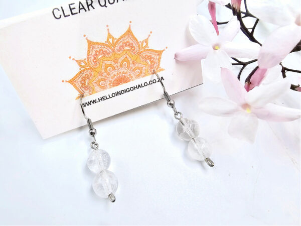 Clear Quartz Beaded Dangle Earrings