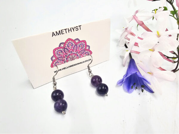 Amethyst Beaded Dangle Earrings