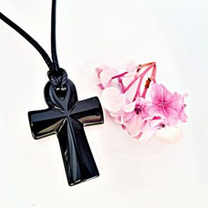 Black Obsidian Ankh Necklace (4cm)