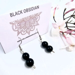 Black Obsidian beaded Dangle Earrings