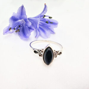 Black Onyx Diamond Ring Swirls