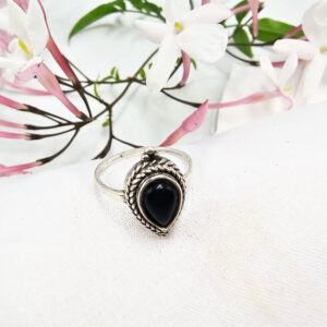 Black Onyx Fancy Tear Ring