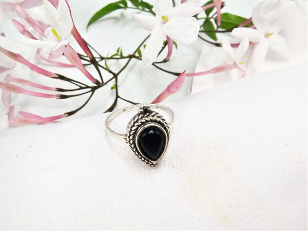 Black Onyx Fancy Tear Ring