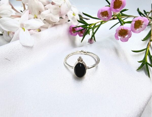 Black Onyx Ring Oval Circle (925 Silver) - Image 2