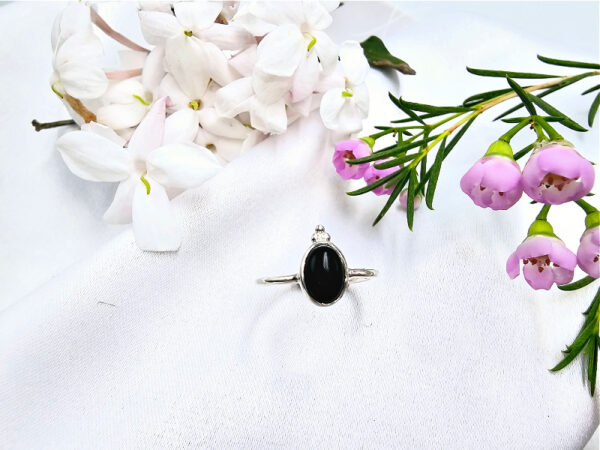 Black Onyx Ring Oval Circle (925 Silver)