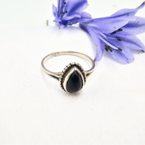 Black Onyx Tear Ring