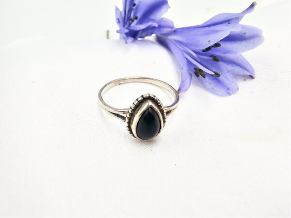 Black Onyx Tear Ring