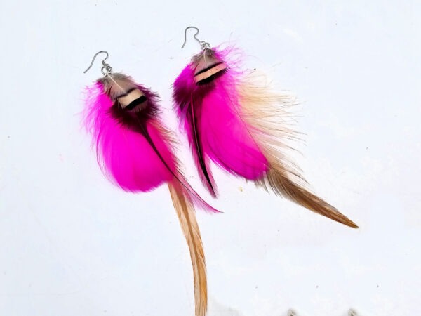 Bohemian Feather Earrings (Pink)