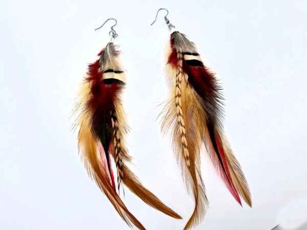 Bohemian Feather Earrings (Red)