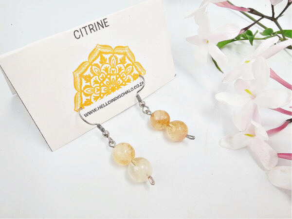 Citrine Beaded Dangle Earrings