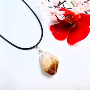 Citrine Rough Wire Wrap Necklace