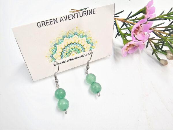 Green Aventurine Beaded Dangle Earrings