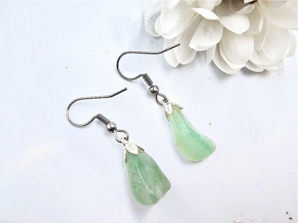 Green Aventurine Drop Earrings (Stainless Steel)