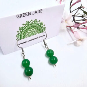 Green Jade Beaded Dangle Earrings